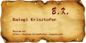 Balogi Krisztofer névjegykártya